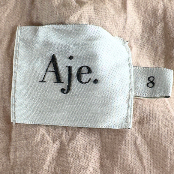 Aje Mini Dress Pelicano Floral‎ Green Chartreuse Tan Balloon Sleeve Ruffle Sz 8 - Picture 11 of 13